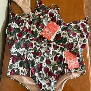 Kortni Jeane Floral Swimsuit with Raspberry Print